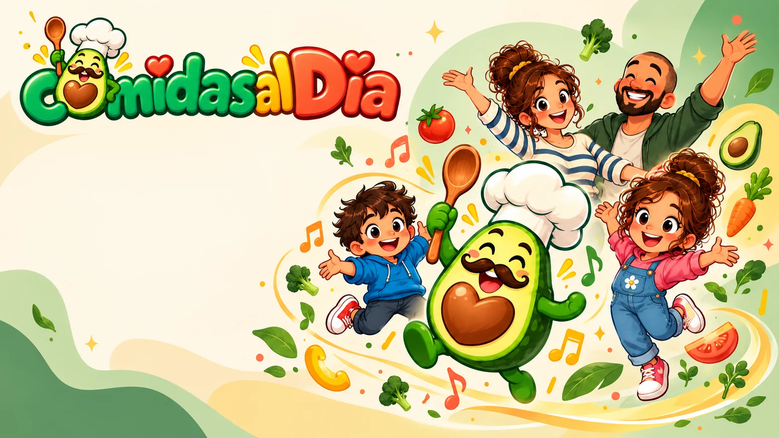 Aguacate Chef y sus amigos en una cocina musical