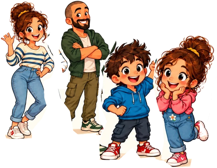 Ilustración de una familia sonriente